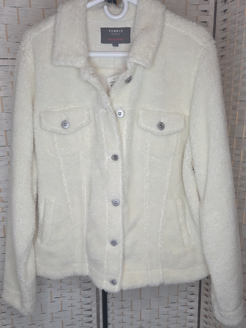 Torrid Cream Sherpa Button-Front Jacket